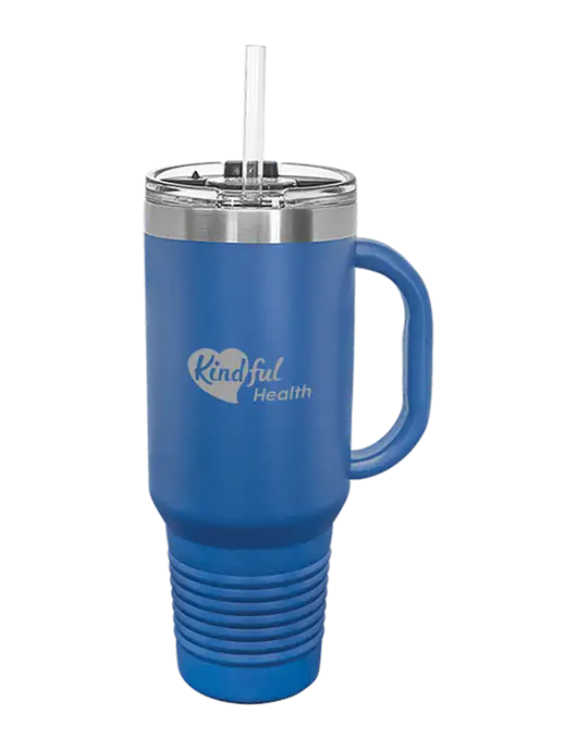 Polar Camel 40 oz. Powder Coated Vacuum Insulated Royal Travel Mug with Straw w/Kindful Health Logo