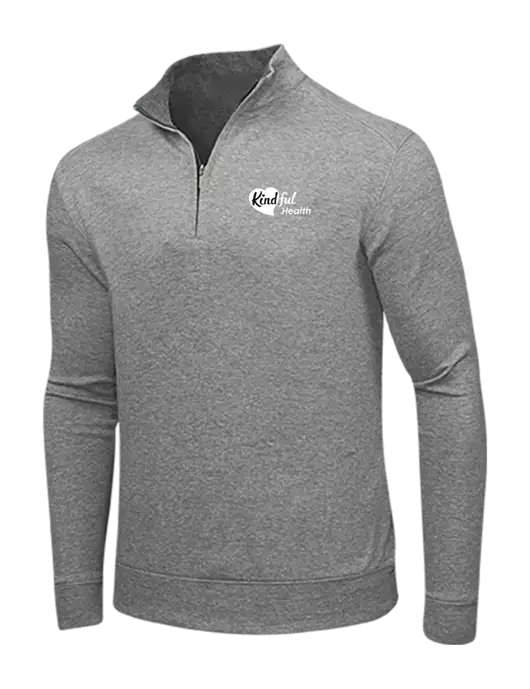 Medium Heather Grey/Charcoal Heather Interlock 1/4 Zip w/Kindful Health Logo