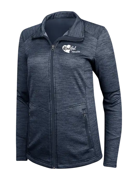 Navy Womens Digi Stripe Fleece Jacket w/Kindful Health Logo