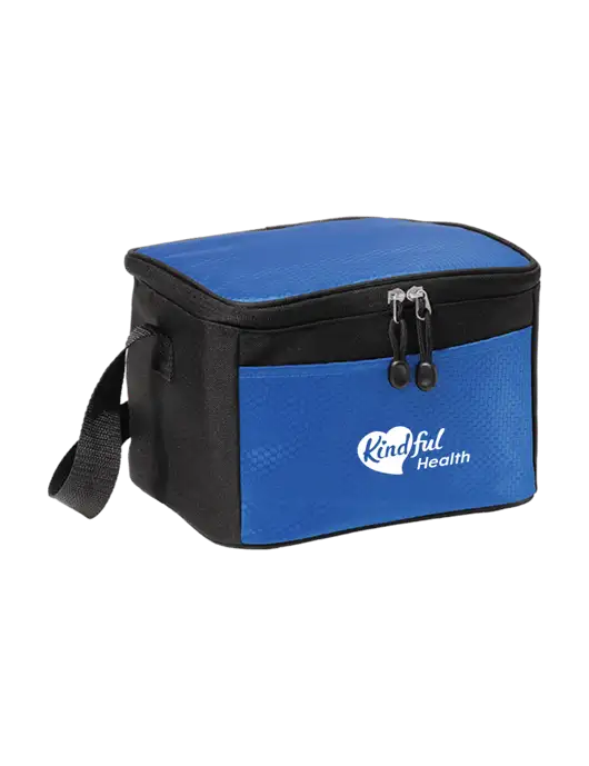 6 Can Twilight Blue/Black Cube Cooler w/Kindful Health Logo