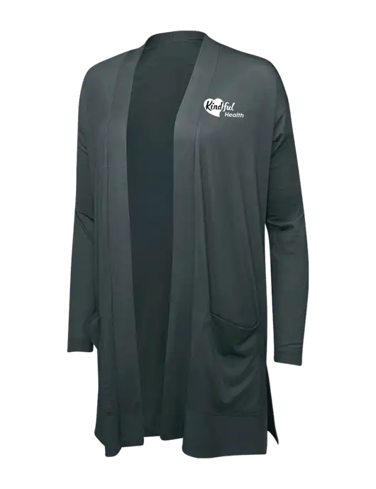 Smoke Grey Womens Concept Long Pocket Cardigan w/Kindful Health Logo