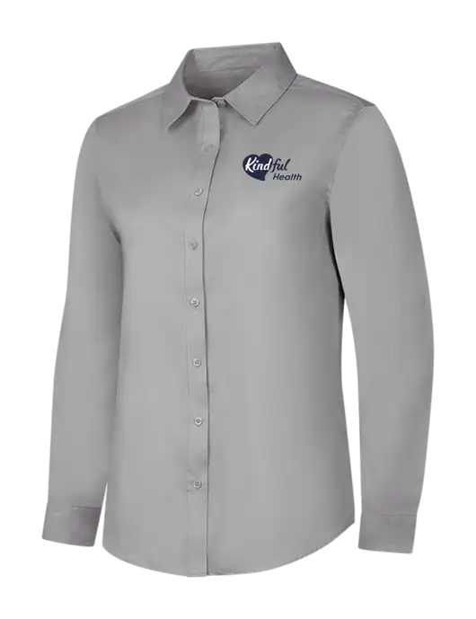 Light Grey Womens Long Sleeve Superpro React Twill Shirt w/Kindful Health Logo