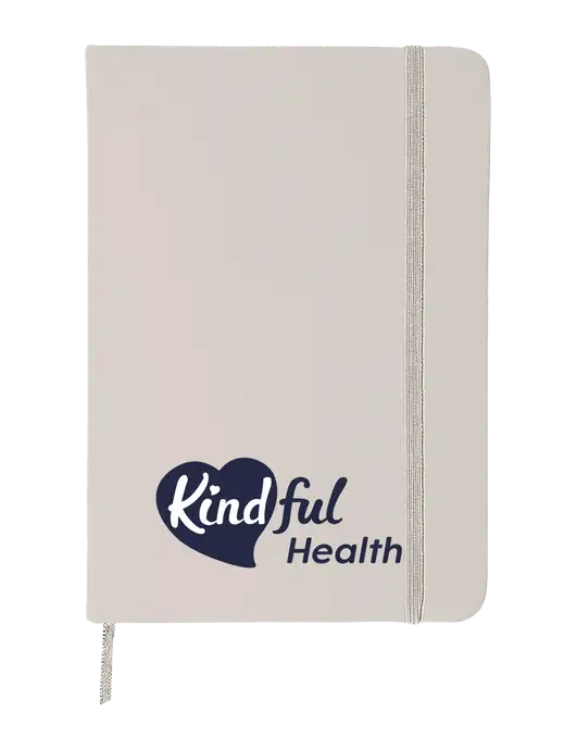 White Comfort Touch Bound Journal 5" X 7" w/Kindful Health Logo