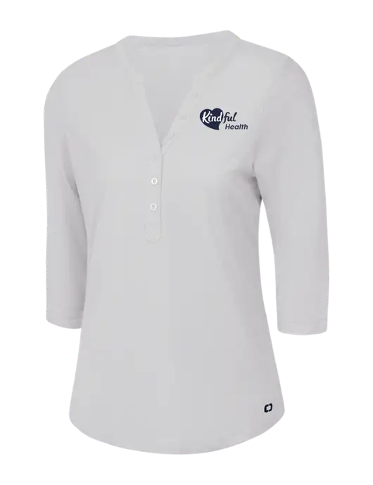 OGIO Bright White Jewel Henley w/Kindful Health Logo