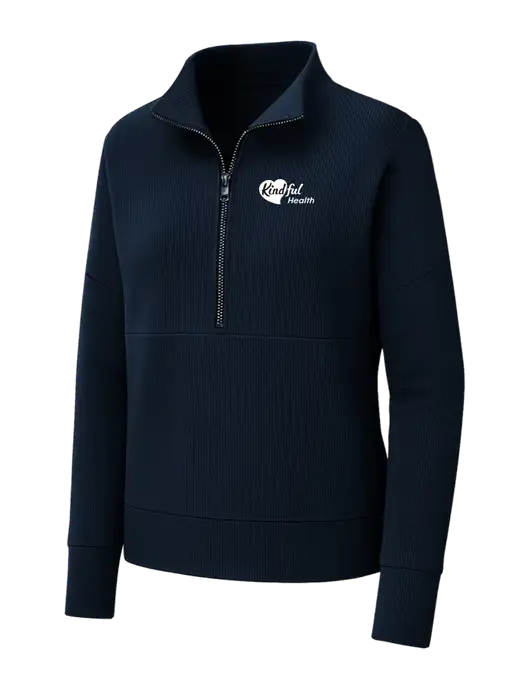 Mercer+Mettle Womens Dark Navy Linear Texture Quarter Zip w/Kindful Health Logo