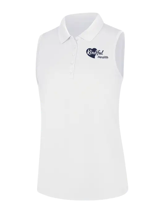 Womens White Dry Zone UV Micro-Mesh Sleeveless Polo w/Kindful Health Logo