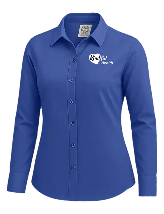 Brooks Brothers Womens Royal Blue Wrinkle-Free Stretch Nailhead Shirt w/Kindful Health Logo