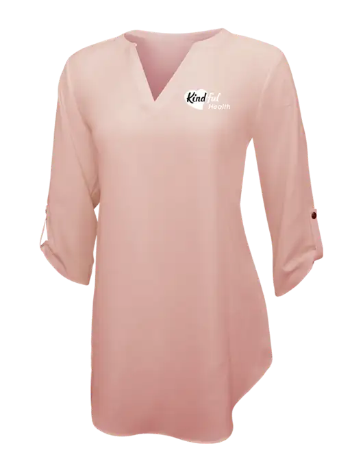 Light Coral Womens 3/4 Sleeve Tunic Blouse w/Kindful Health Logo