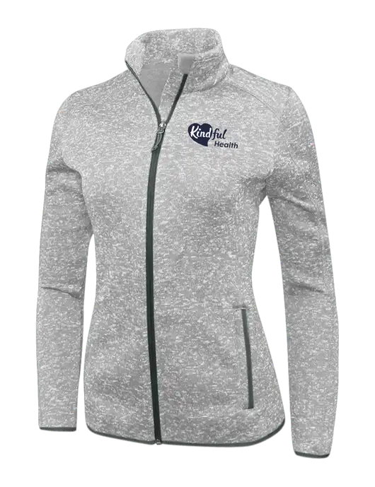 Grey Heather Womens Sweater Fleece Jacket w/Kindful Health Logo