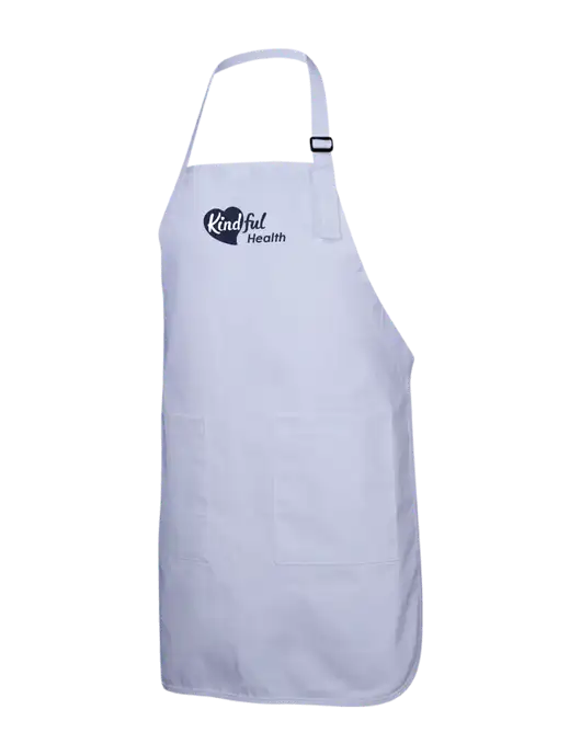 Full-Length White Apron With Pockets w/Kindful Health Logo