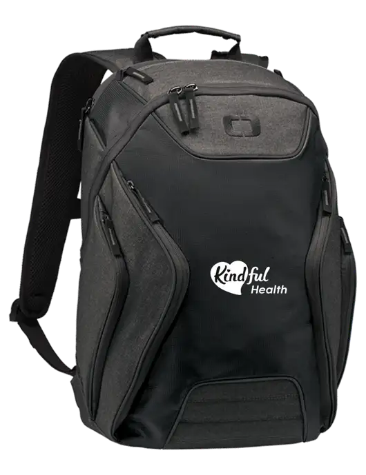 OGIO Black/Heather Grey Hatch Laptop Backpack
 w/Kindful Health Logo