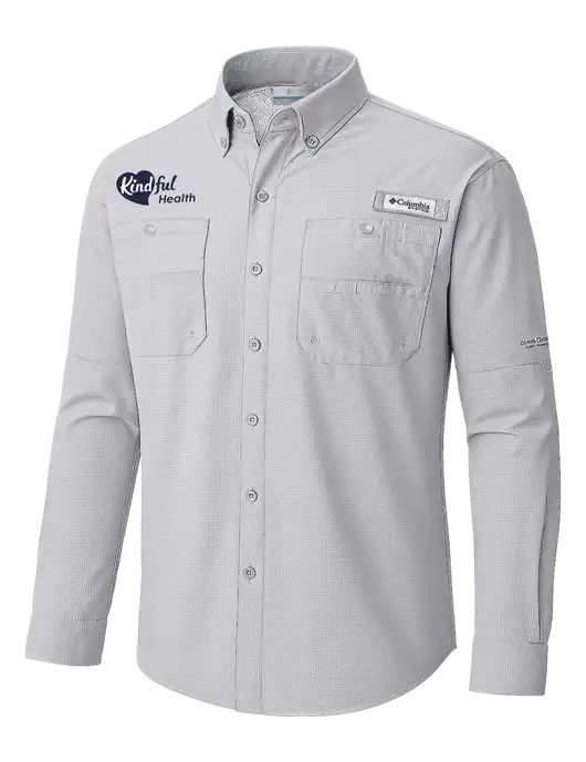 Columbia Cool Grey PFG Tamiami II Long SleeveShirt w/Kindful Health Logo