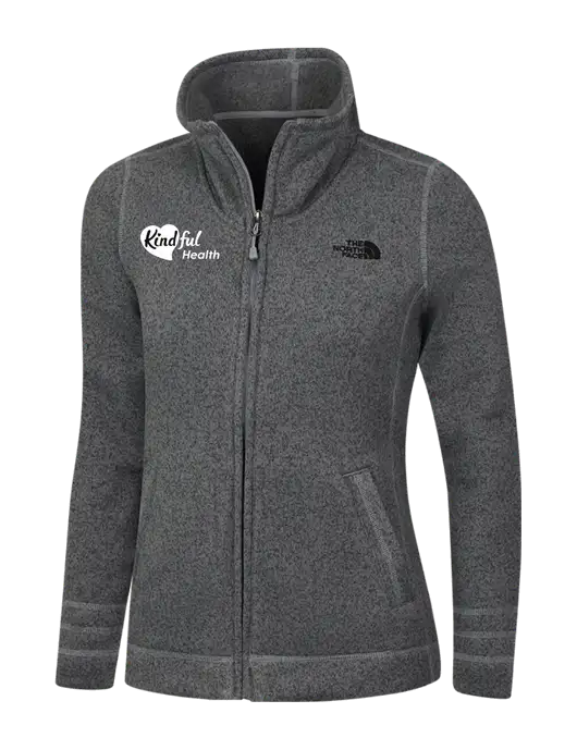 North Face Womens Medium Grey Heather Sweater Fleece Jacket w/Kindful Health Logo