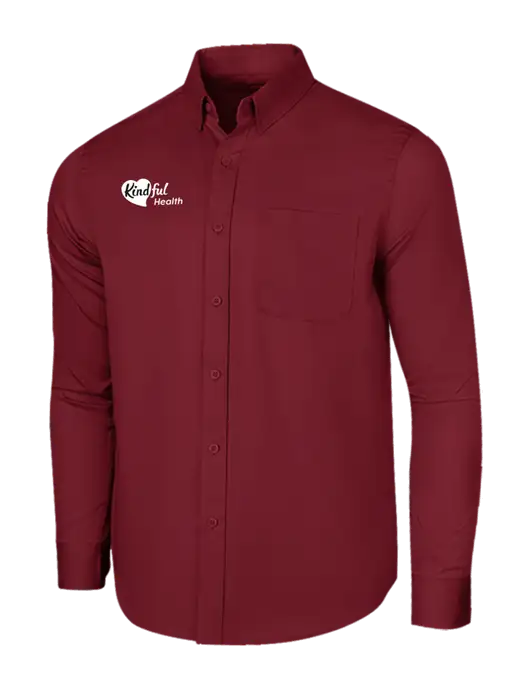 Long Sleeve Maroon Superpro React Twill Shirt w/Kindful Health Logo