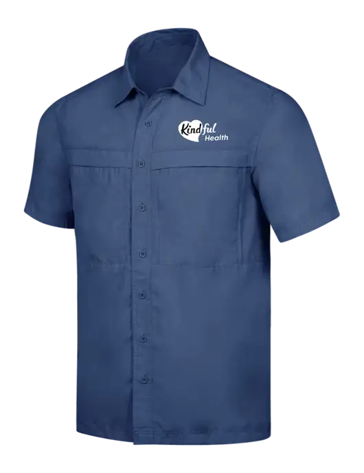 Navy Short Sleeve UV Daybreak Shirt w/Kindful Health Logo