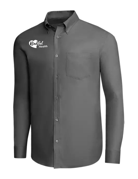 Brooks Brothers Dark Grey Wrinkle-Free Stretch Pinpoint Shirt w/Kindful Health Logo