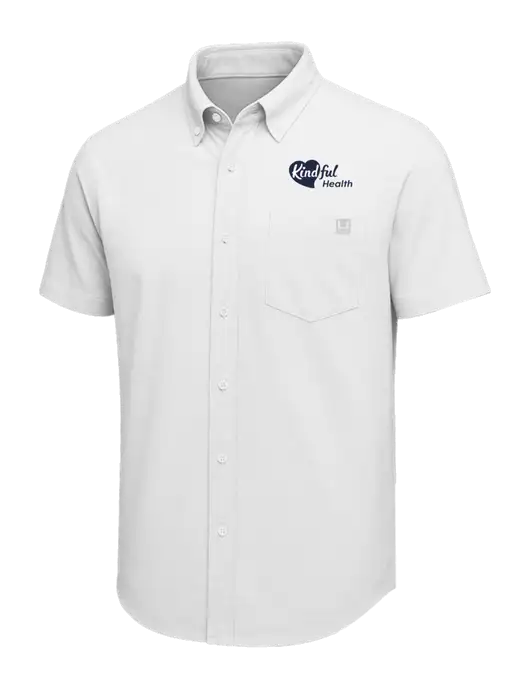 HUK White Kona Solid Shirt w/Kindful Health Logo