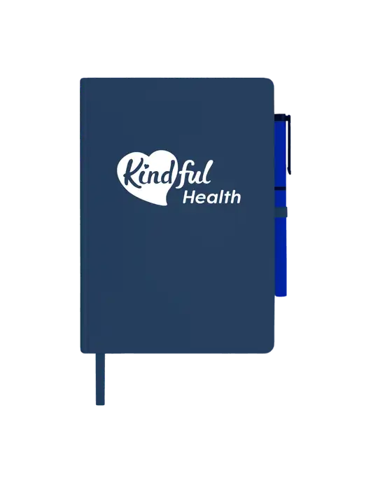 Soft Touch Dark Navy Journal and Gel Pen Combo w/Kindful Health Logo