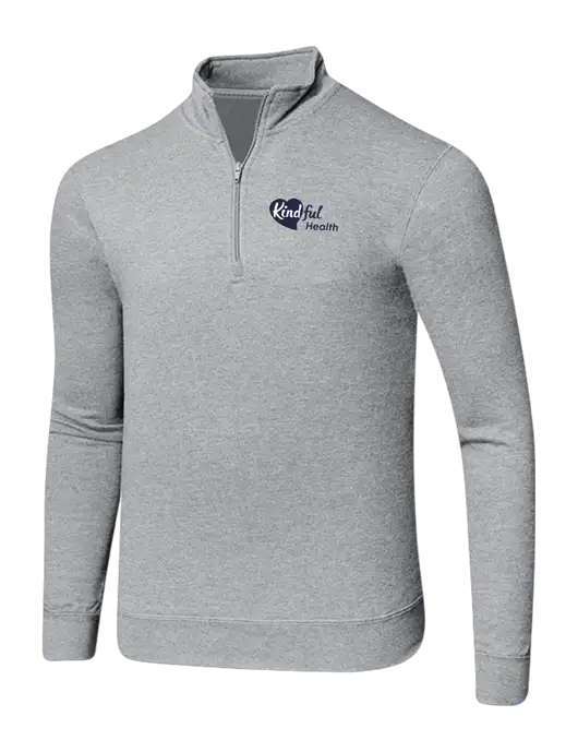 Light Heather Grey 8.5 oz Ring Spun 1/4 Zip Pullover Sweatshirt w/Kindful Health Logo