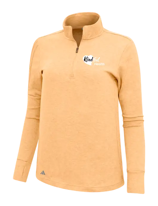 Adidas Light Orange Heather Womens 3 Stripes Quarter Zip Sweater w/Kindful Health Logo