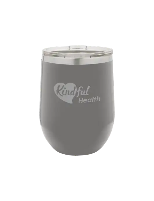 Polar Camel 12 oz Powder Coated Grey Vacuum Insulated Stemless Wine Tumbler w/Kindful Health Logo