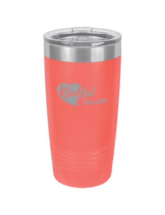 Polar Camel 20 oz Powder Coated Coral Vacuum Insulated Tumbler w/Kindful Health Logo