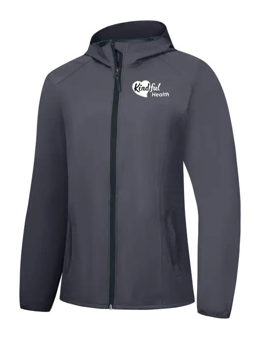 Womens Dark Grey Essential Rain Jacket w/Kindful Health Logo