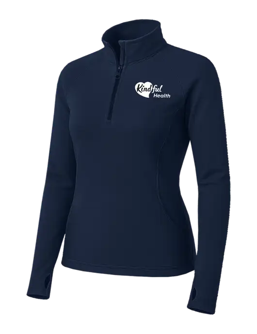 Navy Womens Sport Wick Stretch 1/4 Zip Pullover w/Kindful Health Logo