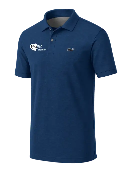 Vineyard Vines Edgartown Dark Royal Heather Pique Polo w/Kindful Health Logo