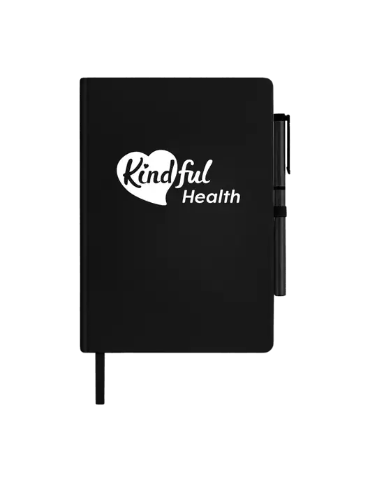 Soft Touch Black Journal and Gel Pen Combo w/Kindful Health Logo