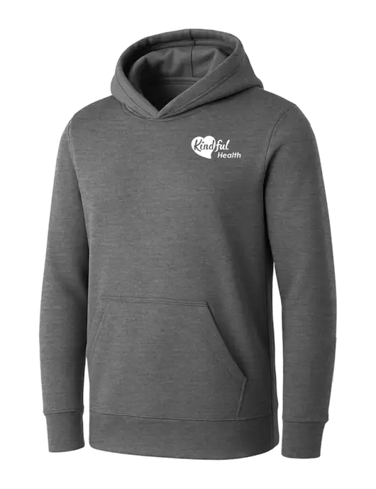 Womens Medium Grey Heather Core Fleece Pullover Hooded Sweatshirt w/Kindful Health Logo