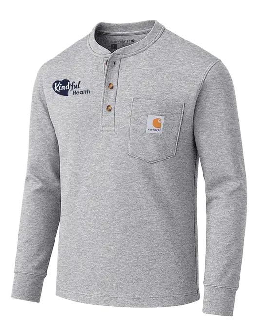 Carhartt Light Grey Heather Long Sleeve Henley Shirt w/Kindful Health Logo