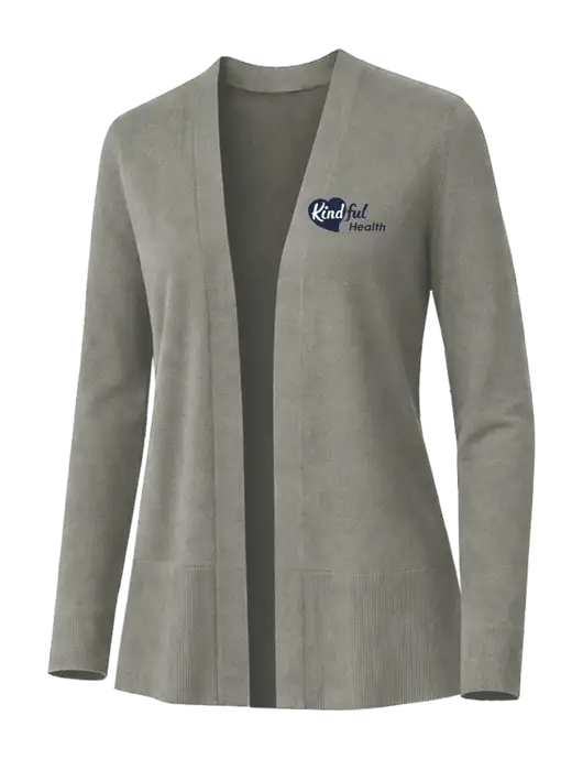 Brooks Brothers Womens Cotton Stretch Long Light Grey Cardigan Sweater w/Kindful Health Logo