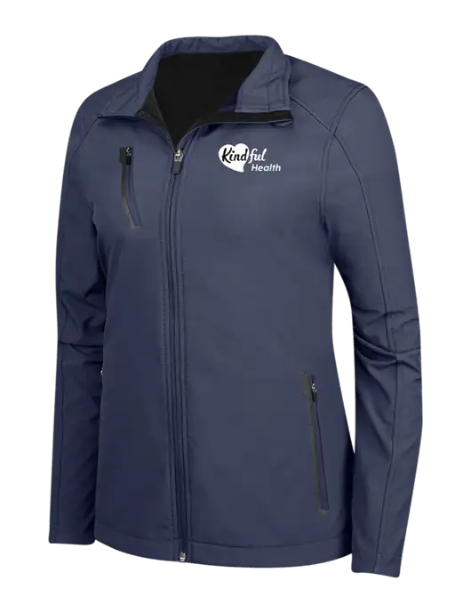 Navy Womens Welded Softshell Jacket w/Kindful Health Logo