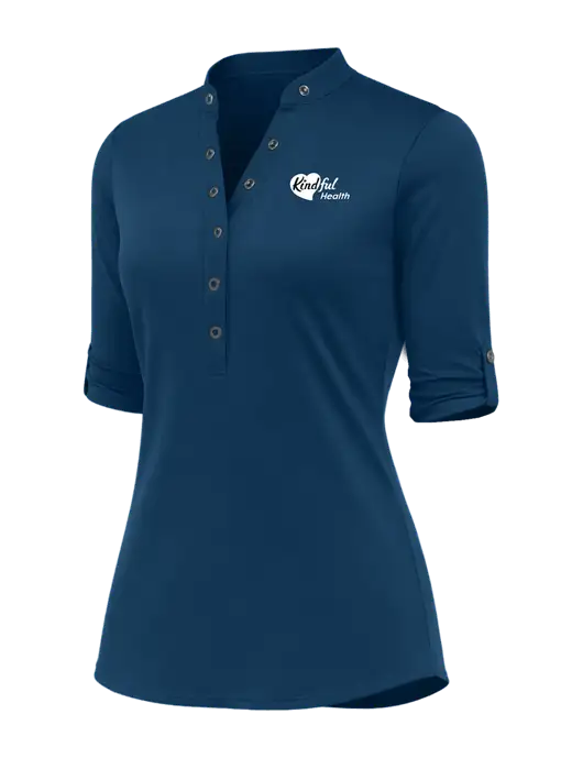 OGIO Womens Crush Henley Light Navy 3/4 Sleeve Shirt w/Kindful Health Logo