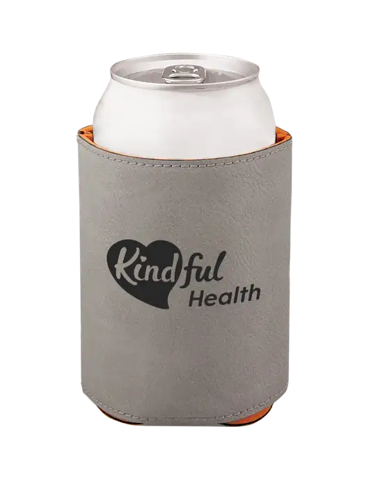 Grey Leatherette Beverage Holder w/Kindful Health Logo