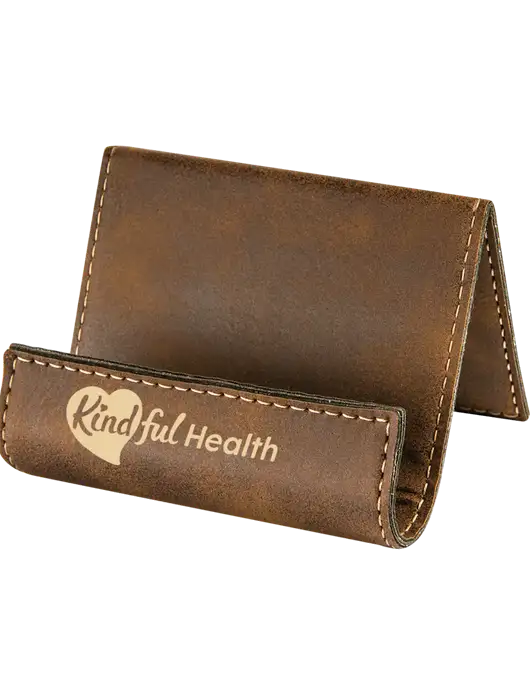 Rustic Leatherette Card & Phone Holder w/Kindful Health Logo