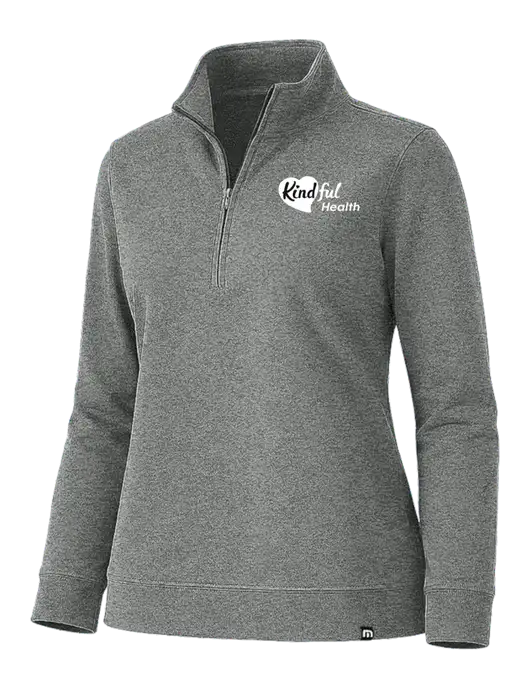 TravisMathew Womens Coveside Medium Dark Grey Heather Heather 1/2 Zip w/Kindful Health Logo