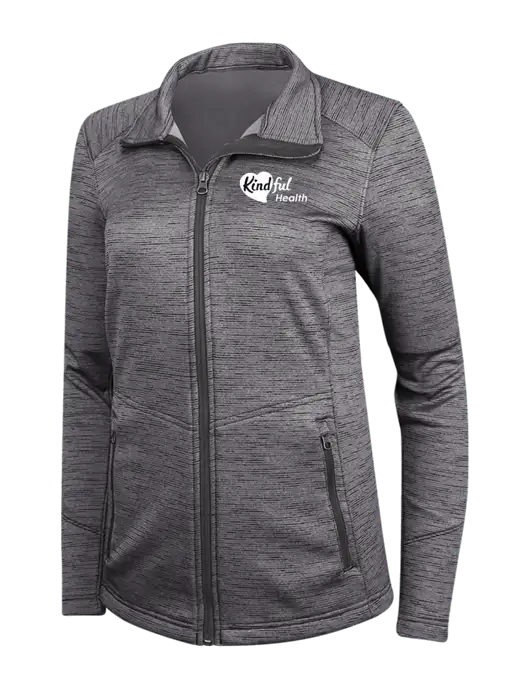 Womens Dark Grey Digi Stripe Fleece Jacket w/Kindful Health Logo