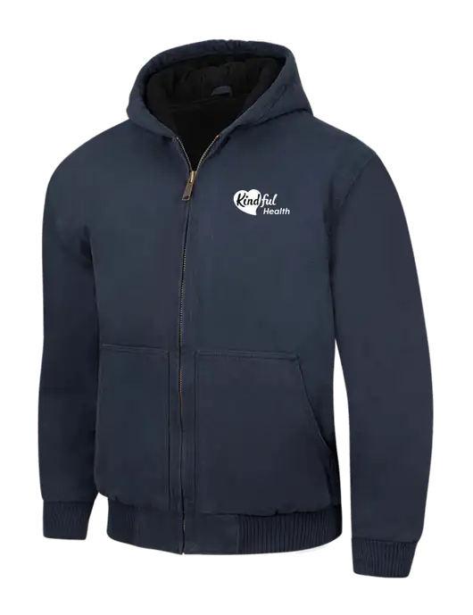 CornerStone Navy Washed Duck Cloth Insulated Hooded Work Jacket w/Kindful Health Logo