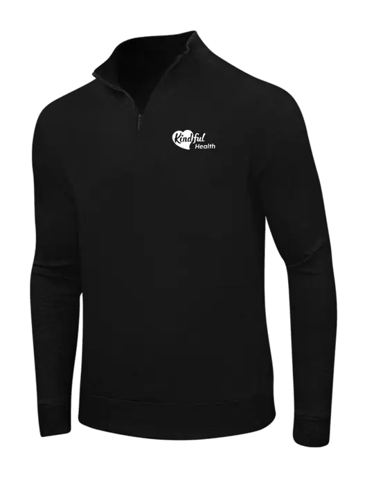 Deep Black/Charcoal Heather Interlock 1/4 Zip w/Kindful Health Logo