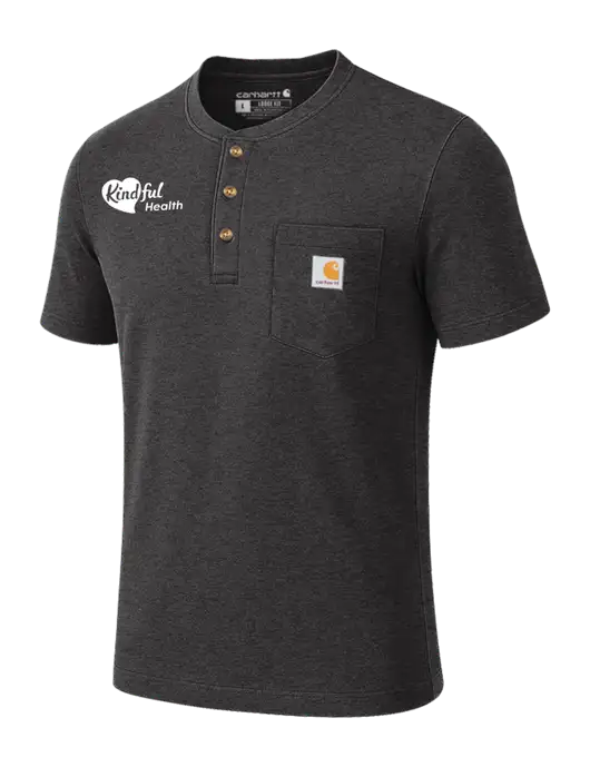 Carhartt Dark Grey Heather Short Sleeve Henley Shirt w/Kindful Health Logo