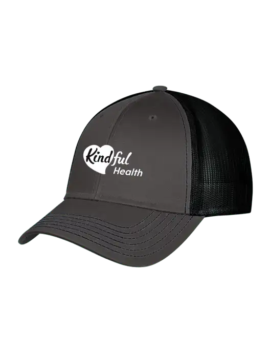Charcoal & Black Mesh Trucker Cap Snap Back w/Kindful Health Logo