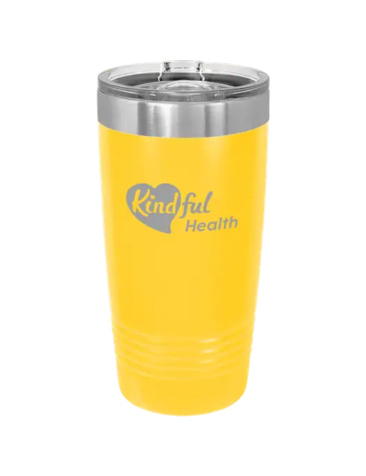 Polar Camel 20 oz Powder Coated Yellow Vacuum Insulated Tumbler w/Kindful Health Logo