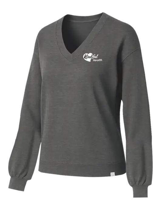TravisMathew Womens Long Weekend Medium Heather Grey V-Neck
 w/Kindful Health Logo