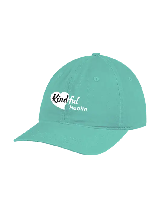 Garment Washed Unstructured Twill Very Light Teal Cap w/Kindful Health Logo