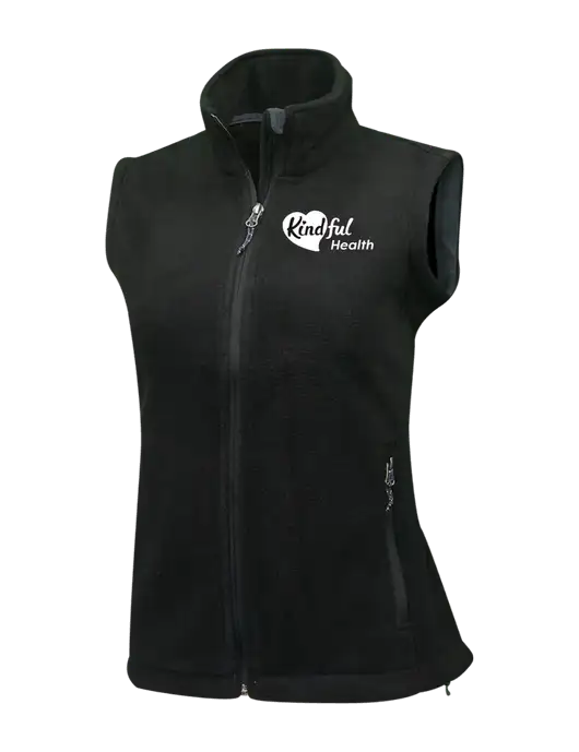 Womens Black Fleece Vest w/Kindful Health Logo
