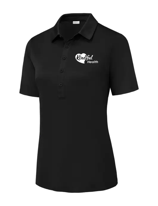 Black Womens Posi-UV Pro Polo w/Kindful Health Logo