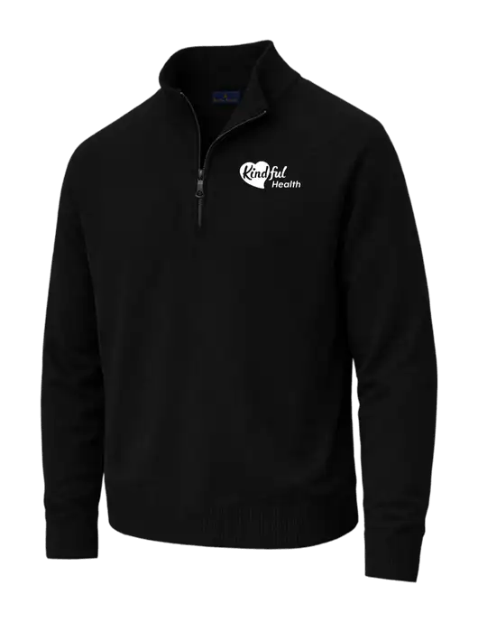 Brooks Brothers Cotton Stretch 1/4-Zip Black Sweater w/Kindful Health Logo