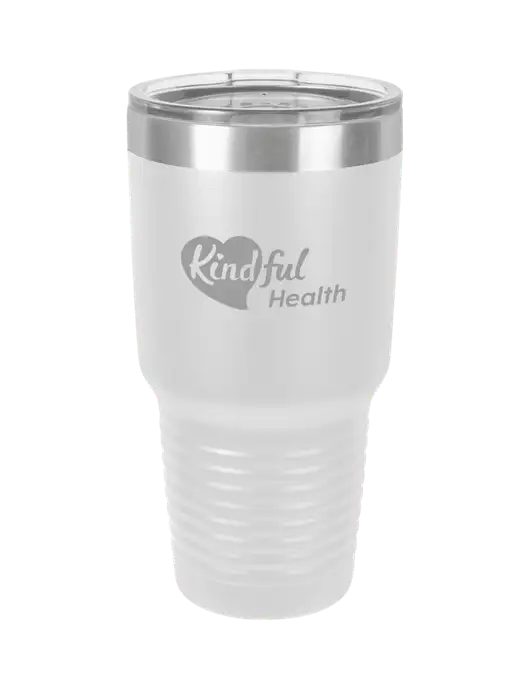 Polar Camel 30 oz Powder Coated White Vacuum Insulated Tumbler  w/Kindful Health Logo